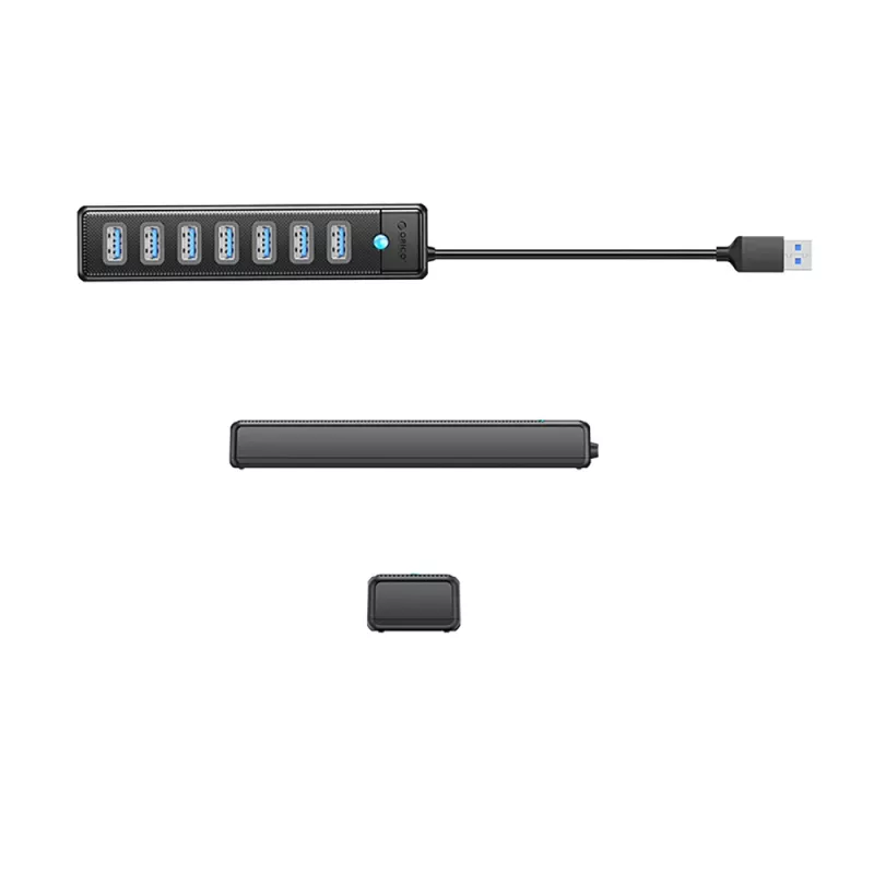 ORICO PW7U-U3 Hub USB 3.0 7 porte con alimentazione USB-C, cavo 1m, nero