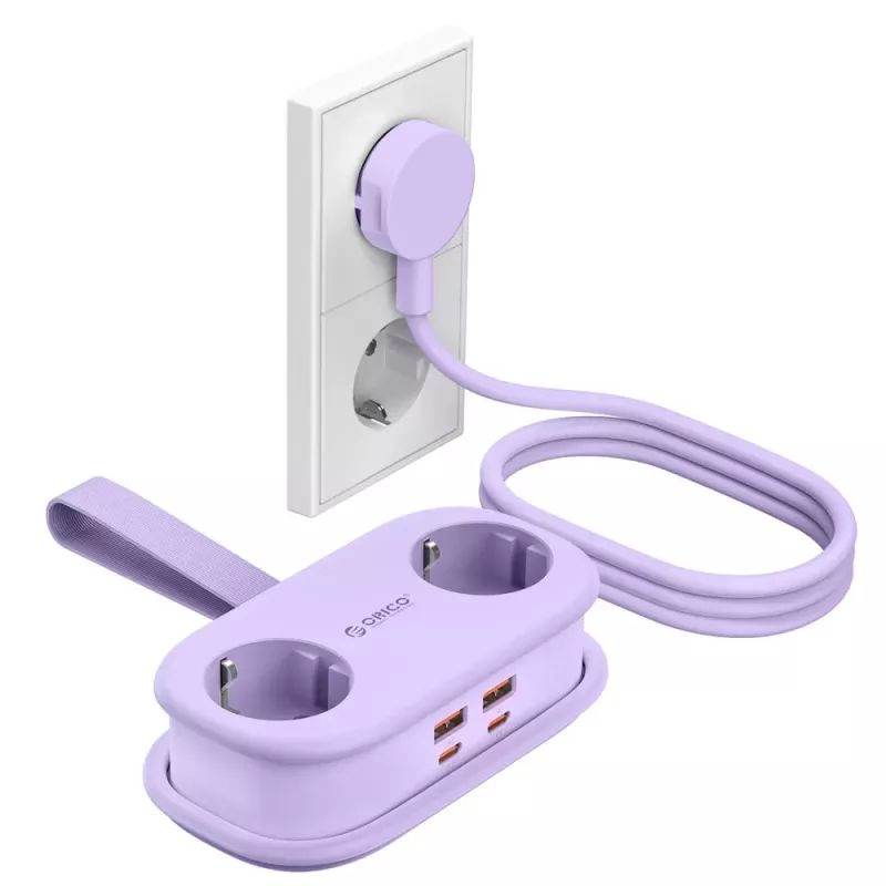 ORICO AP3 Ciabatta GaN 65W 6-in-1 con 2 prese AC, 2 porte USB-A e 2 porte USB-C - viola