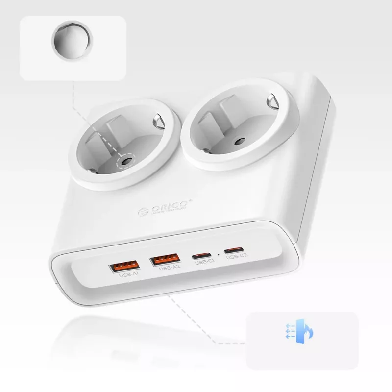 ORICO PDC25 ciabatta multipresa 25W 6-in-1 2x AC + 2x USB-A + 2x USB-C - bianco