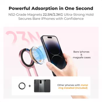 KF supporto magnetico 3-in-1 per telefono treppiede manico supporto da tavolo per iPhone MagSafe rosa