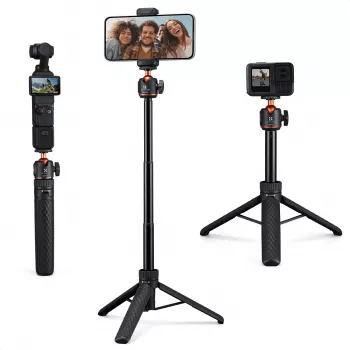KF Mini treppiede e selfie stick 65 cm testa a 360° porta telefono KF09.180S1 nero