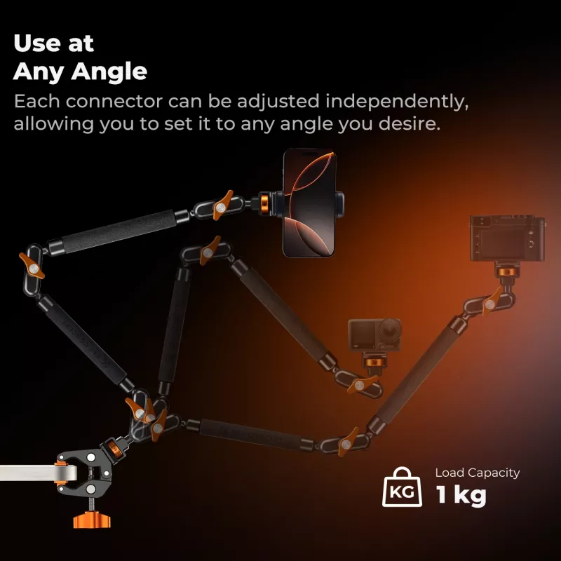 K&F Concept Magic Arm 22 pollici + Super Clamp Crab Clamp 1/4 3/8 KF31.201