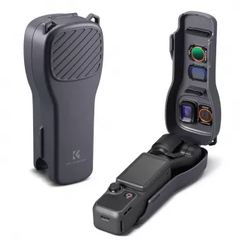 KF Custodia protettiva in PC rigido per DJI Osmo Pocket 3/4 con cinturino - nero