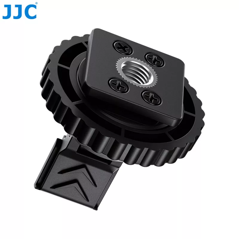JJC HC-DMN Adattatore da slitta a caldo a filettatura da 1/4 inch-20 per supporto microfono, nero
