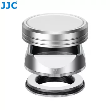 JJC set paraluce e tappo obiettivo per Fujifilm Fujinon XF 23mm F2.8 R WR e XF 27mm F2.8 R WR - argento (LH-JXF23F28)