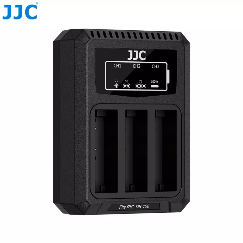 JJC caricabatterie triple USB per Ricoh DB-120 (3 slot) - DCH-DB120TC