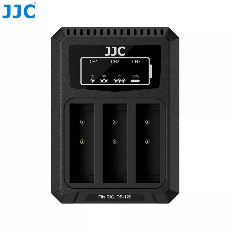 JJC caricabatterie triple USB per Ricoh DB-120 (3 slot) - DCH-DB120TC