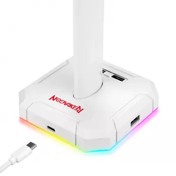 Redragon Scepter PRO HA300-W supporto per cuffie gaming con illuminazione RGB, bianco