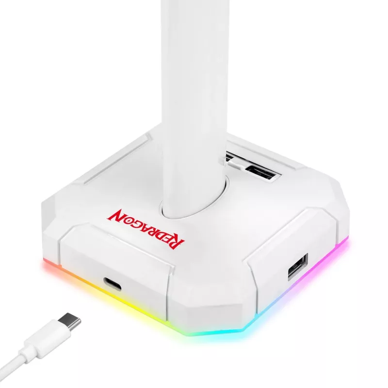 Redragon Scepter PRO HA300-W supporto per cuffie gaming con illuminazione RGB, bianco