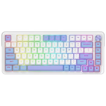 Redragon Ucal Max K673WBP-RGB-MAX Tastiera meccanica tri-mode 75% 82 tasti hot-swappable gasket mount tasti PBT RGB bianco/nero/viola