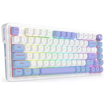 Redragon Ucal Max K673WBP-RGB-MAX Tastiera meccanica tri-mode 75% 82 tasti hot-swappable gasket mount tasti PBT RGB bianco/nero/viola