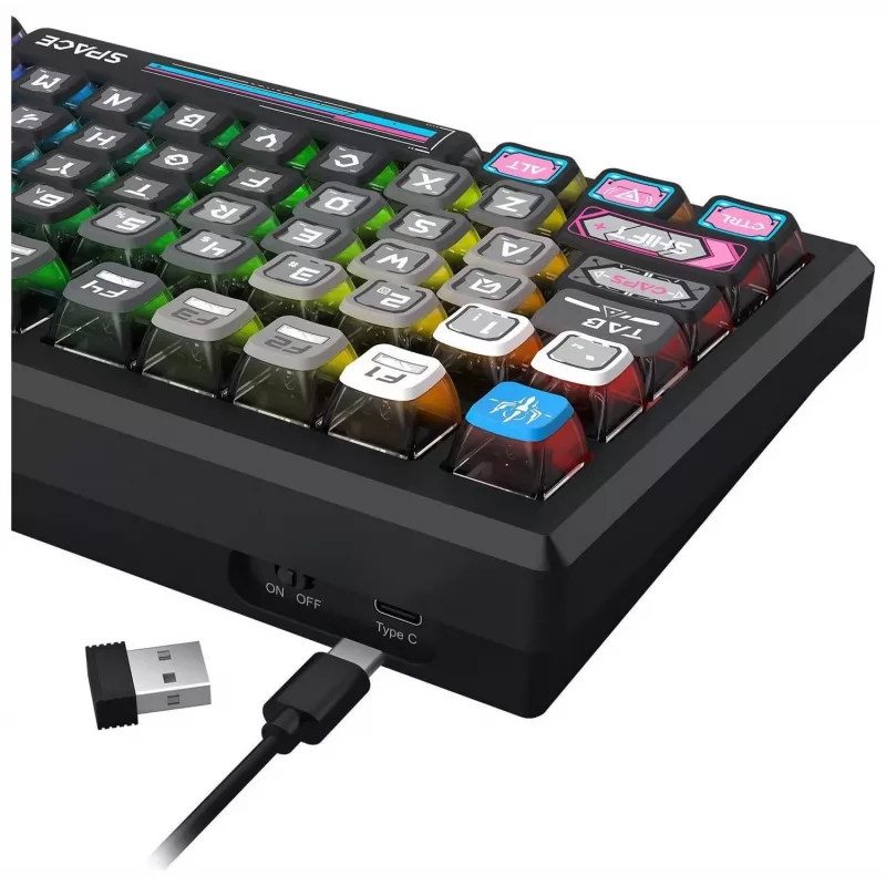 Redragon K732MC-RGB-PRO Uranus Pro 82 Tastiera meccanica 75%, hot-swappable, RGB, USB-C, nero