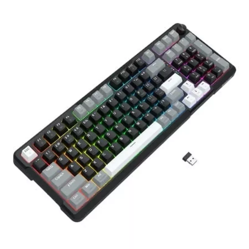 Redragon ARLOKKS QMK K742 Tastiera meccanica 75% tri-mode, hot-swappable, gasket mount, RGB, nero