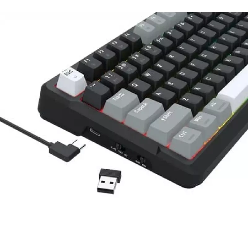 Redragon ARLOKKS QMK K742 Tastiera meccanica 75% tri-mode, hot-swappable, gasket mount, RGB, nero