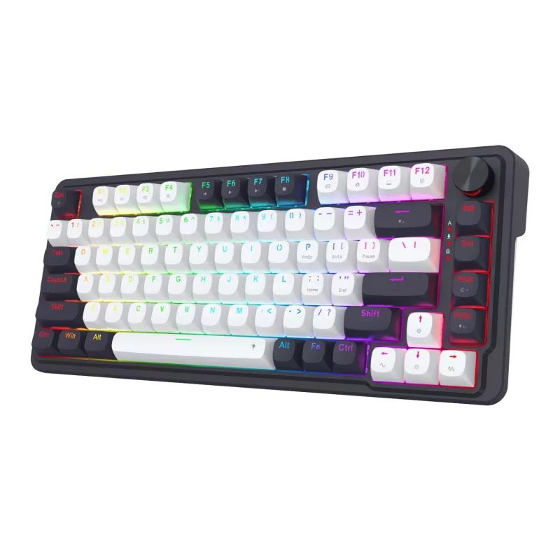 Redragon Ucal Magnetic K673WB-RGB-M Tastiera meccanica da gaming 75% tri-mode, bianco/nero