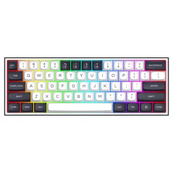 Redragon ALCOR QMK K717WB-RGB-PRO Tastiera meccanica, layout 75%, tri-mode, hot-swappable, bianco/nero