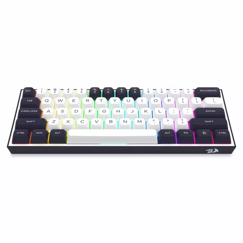 Redragon ALCOR QMK K717WB-RGB-PRO Tastiera meccanica, layout 75%, tri-mode, hot-swappable, bianco/nero