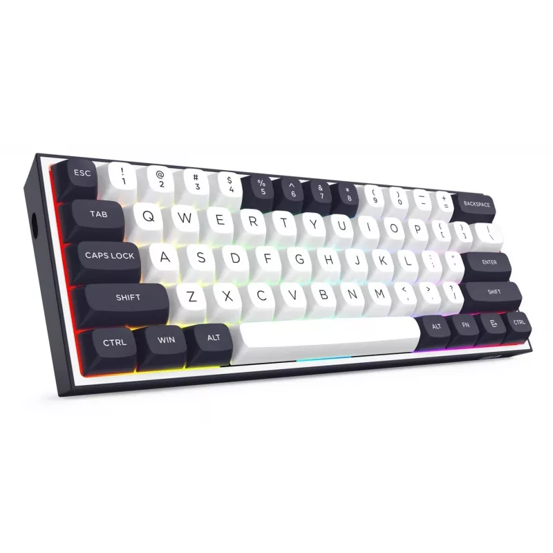 Redragon ALCOR QMK K717WB-RGB-PRO Tastiera meccanica, layout 75%, tri-mode, hot-swappable, bianco/nero