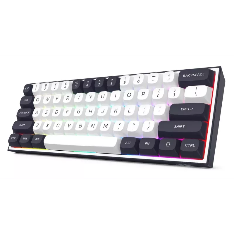 Redragon ALCOR QMK K717WB-RGB-PRO Tastiera meccanica, layout 75%, tri-mode, hot-swappable, bianco/nero