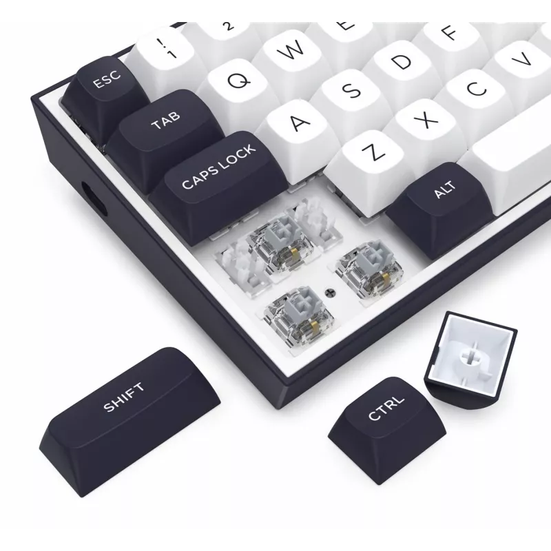 Redragon ALCOR QMK K717WB-RGB-PRO Tastiera meccanica, layout 75%, tri-mode, hot-swappable, bianco/nero