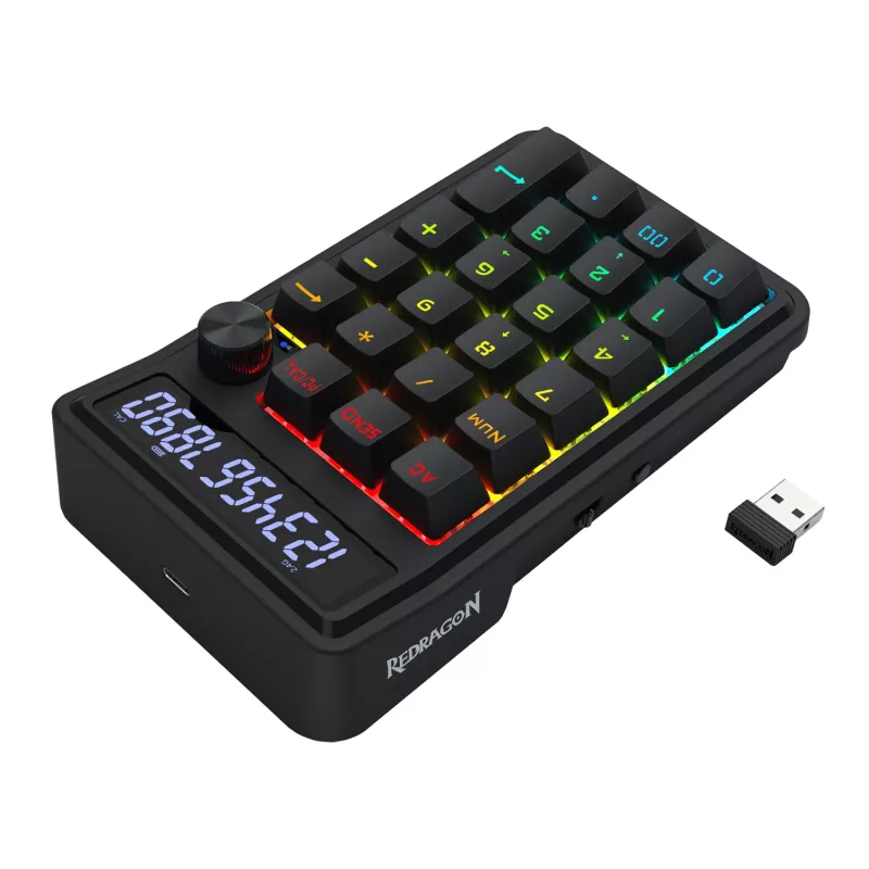 Redragon Cove K733-RGB-WL Tastiera meccanica 60% tri-mode, hot-swappable, RGB, nero