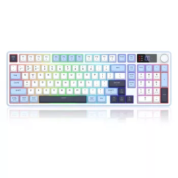 Redragon ARIA PRO K527WBL-PRO Tastiera meccanica RGB 75% tri-mode (bianco/grigio con accenti blu)