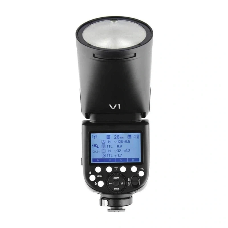 Godox V1-N flash con testa rotonda per fotocamere Nikon