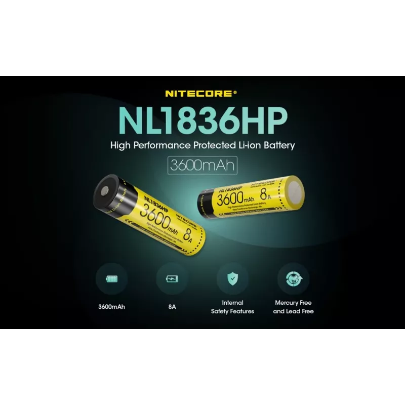 Nitecore NL1836HP 3600mAh 18650 batteria ricaricabile Li-ion Button Top