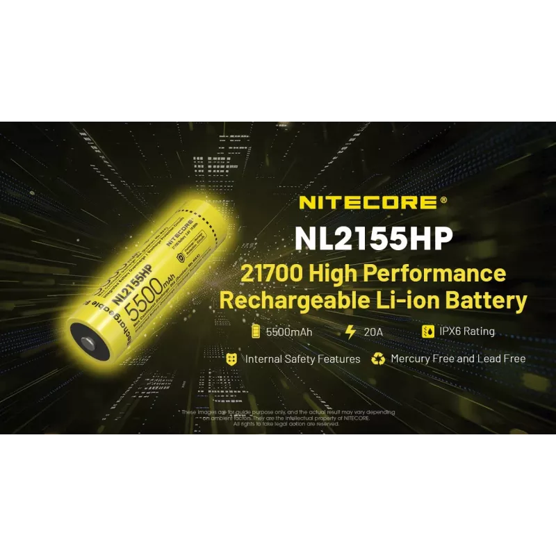Nitecore NL2155HP 21700 batteria ricaricabile Li-ion 5500mAh 3.6V Button Top Protected