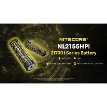 Nitecore 21700 batteria ricaricabile Li-ion 5500mAh 20A 3,6V Button Top