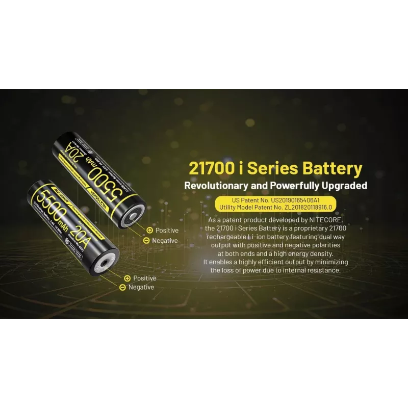 Nitecore 21700 batteria ricaricabile Li-ion 5500mAh 20A 3,6V Button Top