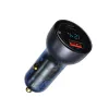 Baseus Particular caricabatterie da auto con display digitale, USB-C + USB-A, QC3.0+PD, 65W, grigio
