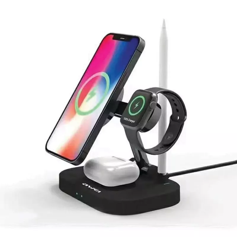 AWEI stazione di ricarica wireless 4-in-1 W2215W ricarica rapida nero