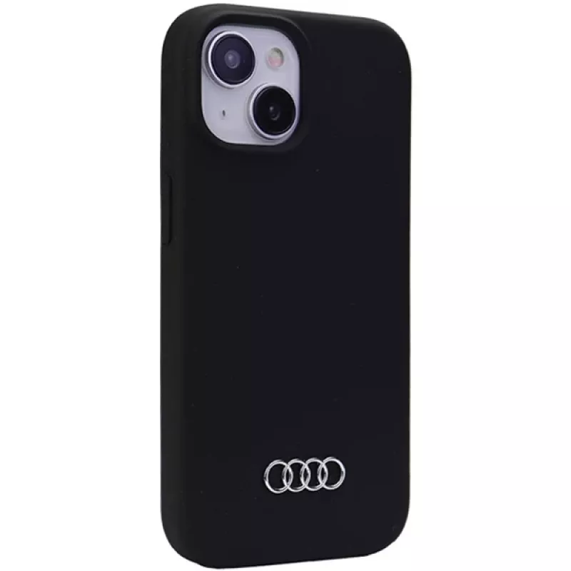 Custodia in silicone Audi per iPhone 15 Plus / 14 Plus 6,7 inch nero custodia rigida AU-LSRIP15M-Q3/D1-BK