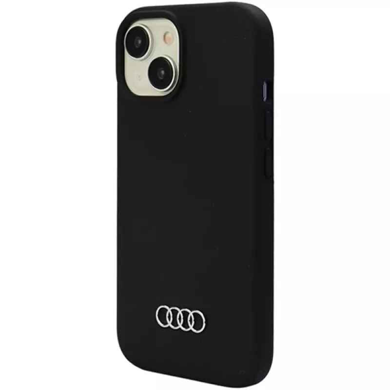 Custodia in silicone Audi per iPhone 15 Plus / 14 Plus 6,7 inch nero custodia rigida AU-LSRIP15M-Q3/D1-BK