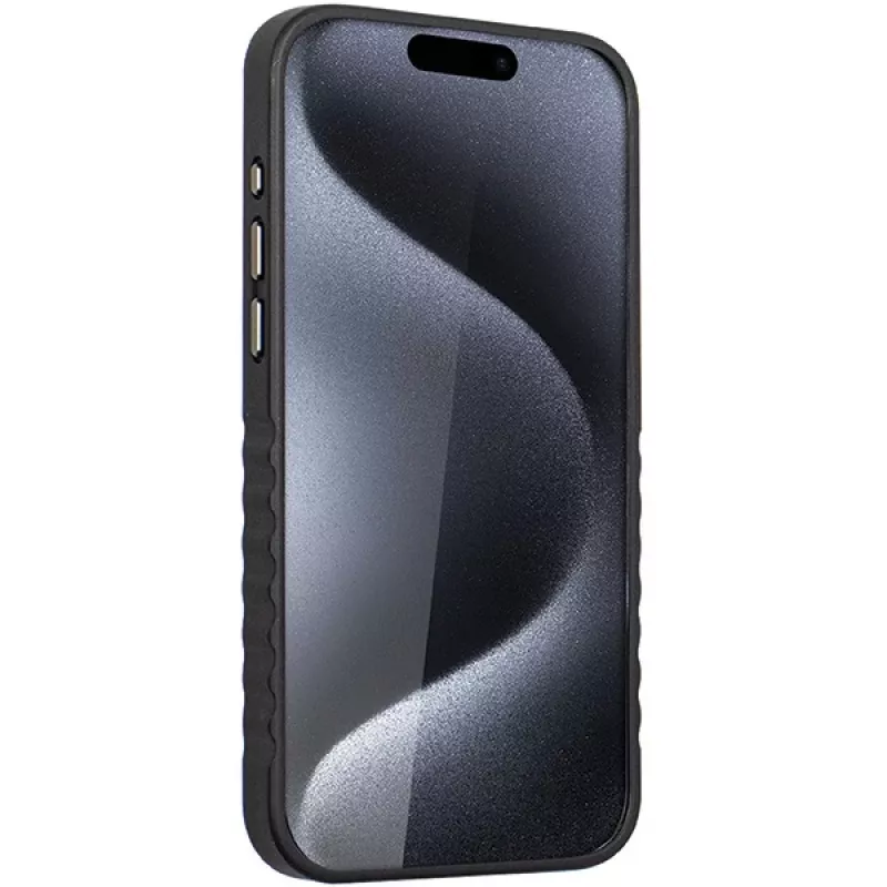 Custodia rigida in pelle vera MagSafe Audi iPhone 15 Pro 6.1 nero-rosso AU-TPUPCMIP15P-R8/D3-RD
