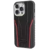Custodia rigida in pelle vera MagSafe Audi iPhone 15 Pro Max 6.7 nero-rosso AU-TPUPCMIP15PM-R8/D3-RD
