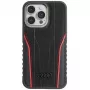 Custodia rigida in pelle vera MagSafe Audi iPhone 14 Pro 6.1 nero-rosso AU-TPUPCMIP14P-R8/D3-RD