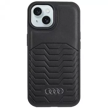 Custodia rigida in pelle sintetica MagSafe Audi per iPhone 15 / 14 / 13 6,1 pollici nero
