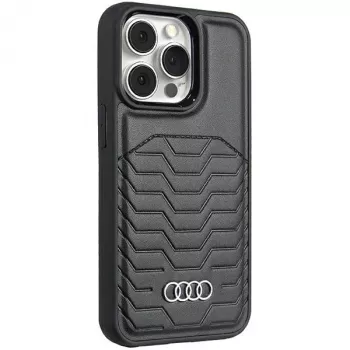 Custodia rigida in pelle sintetica MagSafe Audi iPhone 15 Pro 6.1 nero