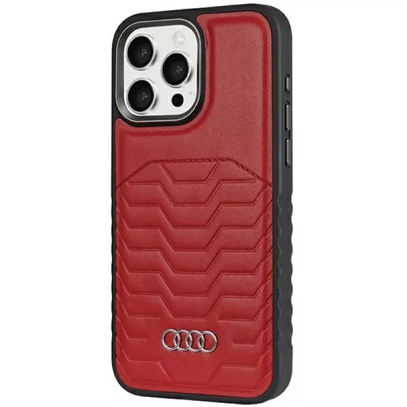 Custodia rigida in pelle sintetica MagSafe Audi iPhone 14 Pro 6.1 rossa AU-TPUPCMIP14P-GT/D3-RD