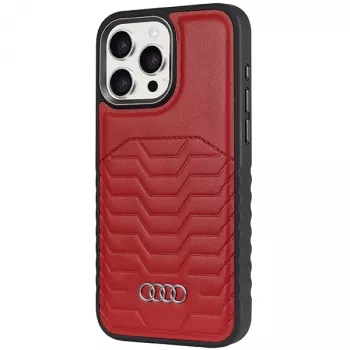 Custodia rigida MagSafe in pelle sintetica Audi per Apple iPhone 15 Pro 6,1 inch rosso