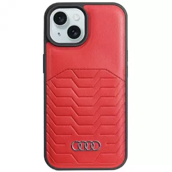 Custodia rigida MagSafe in pelle sintetica Audi per iPhone 15 Plus / 14 Plus 6.7 inch - rosso