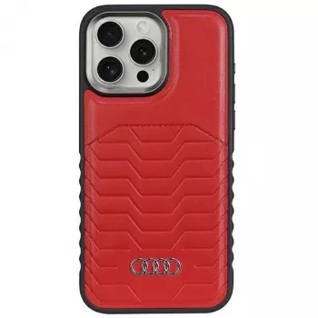 Custodia rigida in pelle sintetica MagSafe Audi iPhone 15 Pro Max 6.7 rossa AU-TPUPCMIP15PM-GT/D3-RD