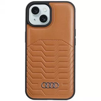 Custodia rigida MagSafe in pelle sintetica Audi per iPhone 15/14/13 6,1 inch - marrone