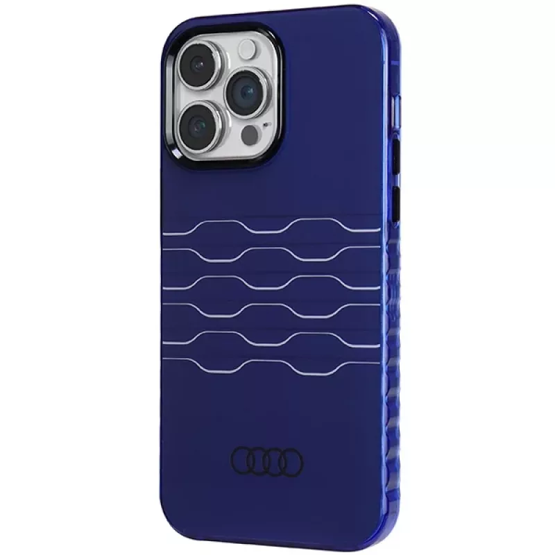 Custodia IML MagSafe Audi per iPhone 14 Pro Max 6,7 blu navy custodia rigida