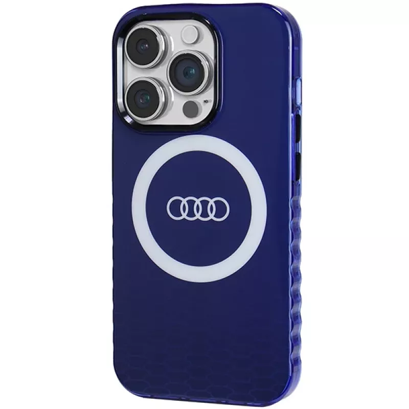 Audi IML Big Logo MagSafe Case per iPhone 14 Pro 6.1 blu navy guscio rigido AU-IMLMIP14P-Q5/D2-BE