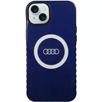 Audi IML Big Logo MagSafe Case per iPhone 15 Plus / 14 Plus 6.7, blu navy guscio rigido