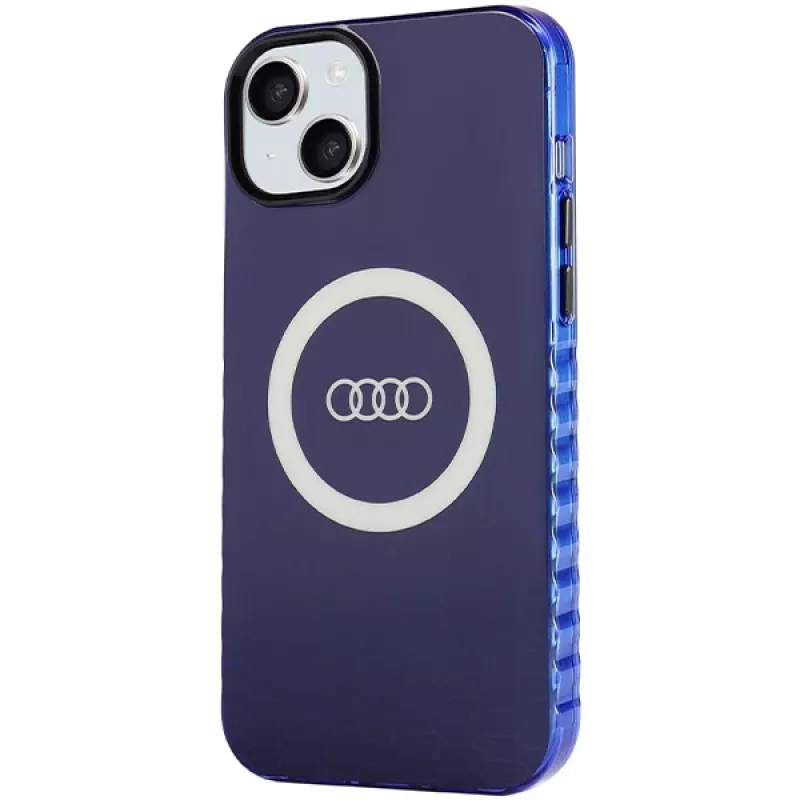 Audi IML Big Logo MagSafe Case per iPhone 15 Plus / 14 Plus 6.7, blu navy guscio rigido