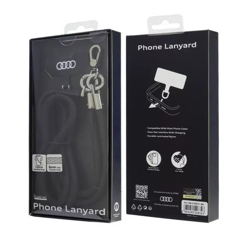 Audi Universal Phone Lanyard 120cm 6mm Crossbody nero AU-CBL8-R8/D1-BK